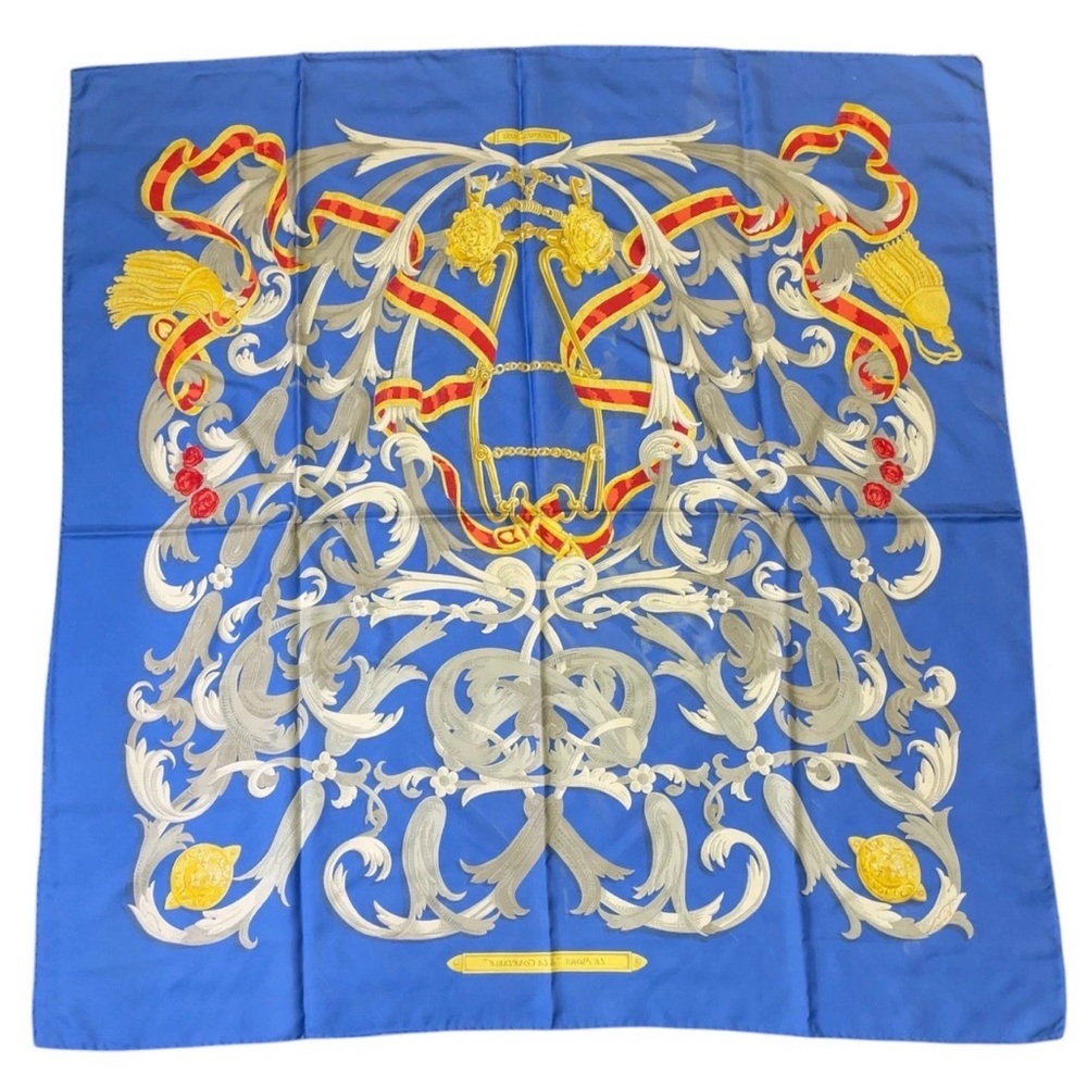 HERMES Vintage Rare Collectible Carre 90 Equestrian 100% Silk Scarf Blue - Picture 2 of 12